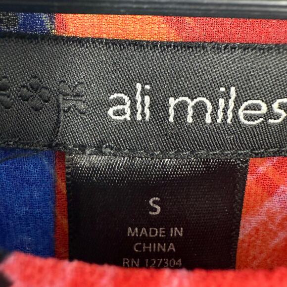 Ali Miles Sz Small Wearable Art to Wear Tropical Beach Blouse Shirt Top Artsy - Picture 2 of 7